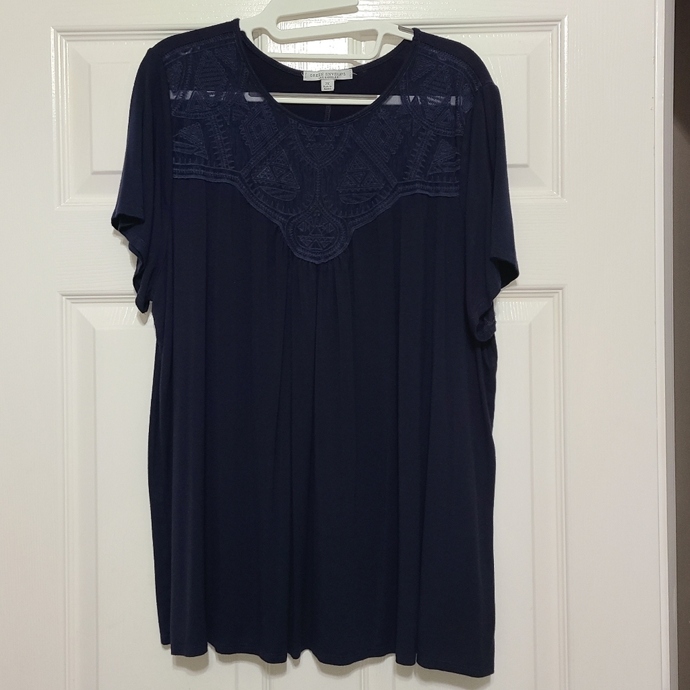 Navy Aztec Lace Top
